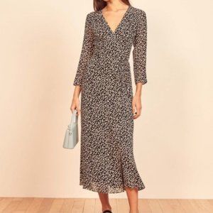 Reformation Alessandra Pearls midi wrap dress long